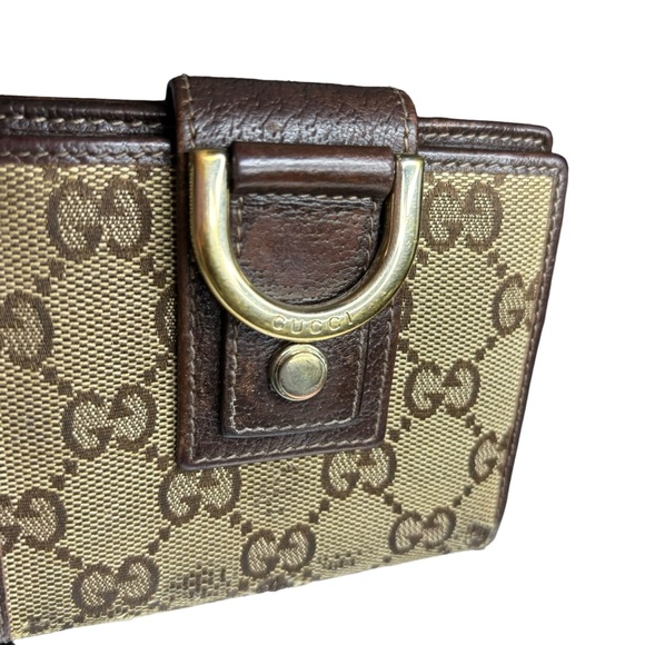 Gucci Vintage Abbey Monogram GG Canvas and Leather Gold Buckle BiFold Wallet - Picture 6 of 15